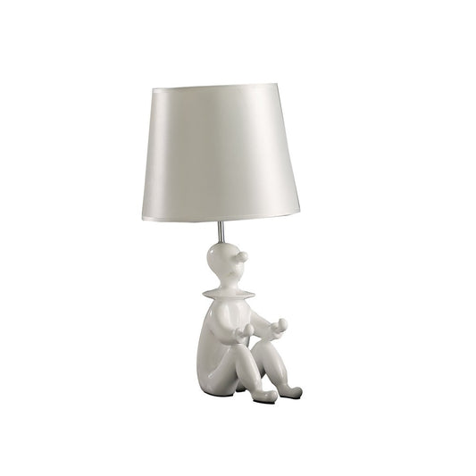 21" White Novelty Clown Table Lamp With White Empire Shade