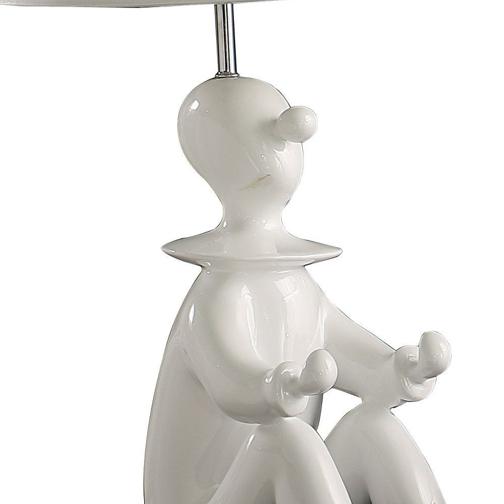 21" White Novelty Clown Table Lamp With White Empire Shade