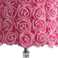 18” Pink Roses Acrylic And Metal Table Lamp
