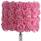 18” Pink Roses Acrylic And Metal Table Lamp