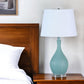 28" Aqua Hammered Urn Table Lamp With White Tapered Drum Shade