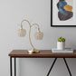 17" Gold Two Light Bedside Table Lamp With Clear Novelty Shade