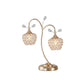 17" Gold Two Light Bedside Table Lamp With Clear Novelty Shade