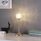 14" Gold Bedside Table Lamp With Clear Novelty Shade