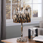 19" Brown And Black Bedside Table Lamp With Brown And Black Drum Shade