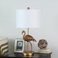 26" Gold Flamingo Table Lamp With White Drum Shade