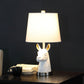 21" Silver Bedside Table Lamp With White Empire Shade