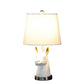 21" Silver Bedside Table Lamp With White Empire Shade