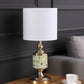 23" Gold Bedside Table Lamp With White Drum Shade