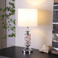 24" Silver Bedside Table Lamp With White Drum Shade