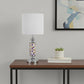 24" Silver Bedside Table Lamp With White Drum Shade