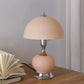 24" Silver Bedside Led Table Lamp With Pink Bowl Shade