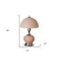 24" Silver Bedside Led Table Lamp With Pink Bowl Shade