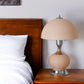 24" Silver Bedside Led Table Lamp With Pink Bowl Shade