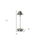 17" Silver Metal Bedside Table Lamp With Silver Cone Shade