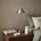 17" Silver Metal Bedside Table Lamp With Silver Cone Shade