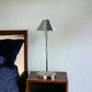 17" Silver Metal Bedside Table Lamp With Silver Cone Shade