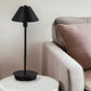 18" Black Metal Bedside Table Lamp With Black Cone Shade
