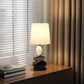 19" Black Gray and White Metal Table Lamp With White Drum Shade