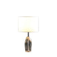 19" Chrome and Faceted Crystal Urn Table Lamp With White Drum Shade