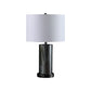 21" Glass LED Cylinder Table Lamp with Nightlight and White Drum Shade