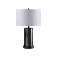 21" Glass LED Cylinder Table Lamp with Nightlight and White Drum Shade