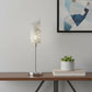 22" Silver Bedside Table Lamp With White Swirl Novelty Shade