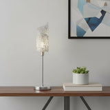 22" Silver Bedside Table Lamp With White Swirl Novelty Shade