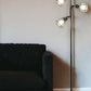 66" Black Metal Three Light Tree Floor Lamp With Black Metal Cage Shade