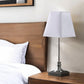 19" Silver Bedside Table Lamp With White Empire Shade