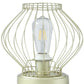 10" Gold Bedside Table Lamp With Gold Cage Shade