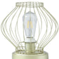 10" Gold Bedside Table Lamp With Gold Cage Shade
