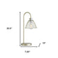 21" Gold Bedside Table Lamp With Gold Cage Shade