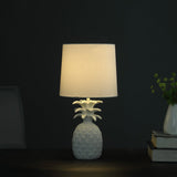 17" White Pineapple Table Lamp With White Empire Shade