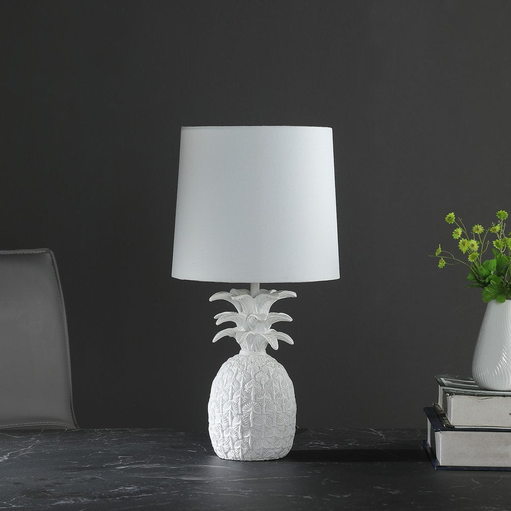 17" White Pineapple Table Lamp With Empire Shade