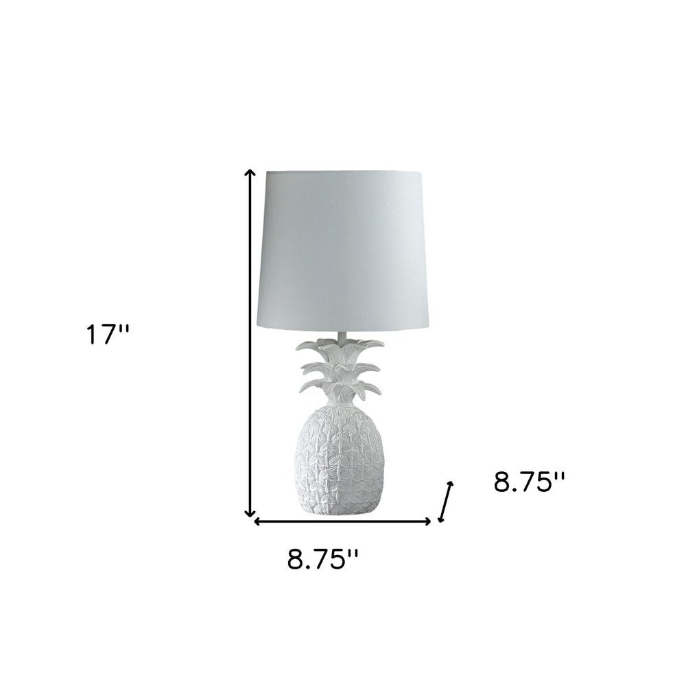 17" White Pineapple Table Lamp With Empire Shade