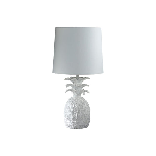17" White Pineapple Table Lamp With White Empire Shade