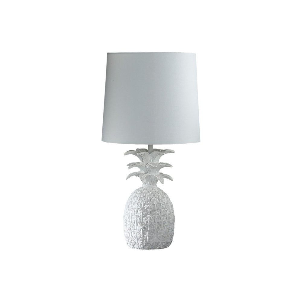 17" White Pineapple Table Lamp With White Empire Shade