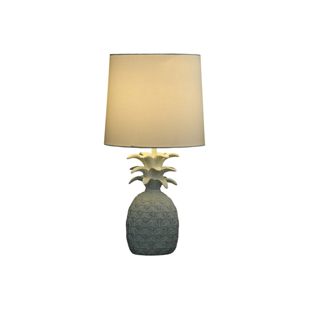 17" White Pineapple Table Lamp With Empire Shade