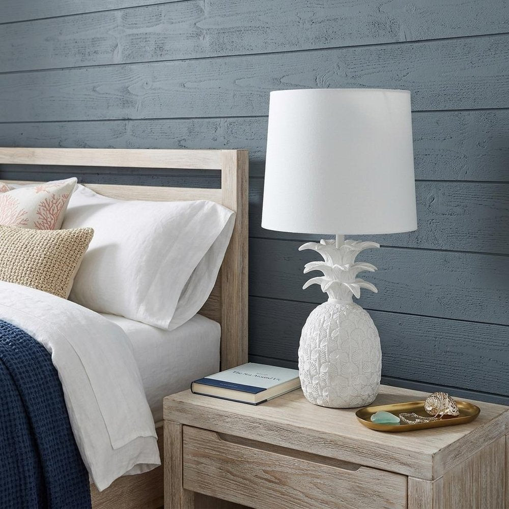 17" White Pineapple Table Lamp With Empire Shade