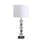 20" Silver Bedside Table Lamp With White Drum Shade