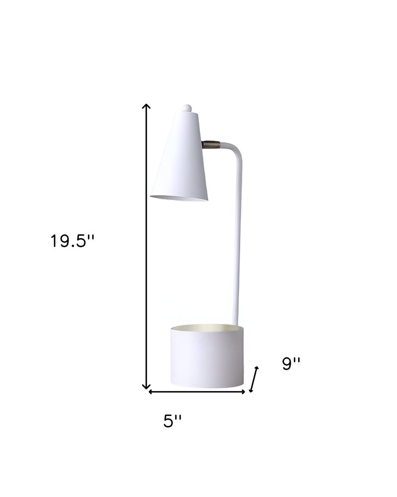 20" Compact White Metal Desk Lamp