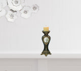 Set Of Two Bronze Greek Cameo Pillar Candle Holders