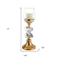 18" Gold and Faux Crystal Bling Tabletop Hurricane Candle Holder