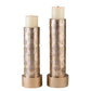 Set Of Two Gold Tabletop Pillar Candle Holders
