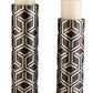 Set Of Two Espresso and Silver Pillar Tabletop Pillar Candle Holders
