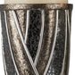 Set of Two Black Silver and Bronze Polyresin Abstract Centerpiece Pillar Candle Holders With Candle