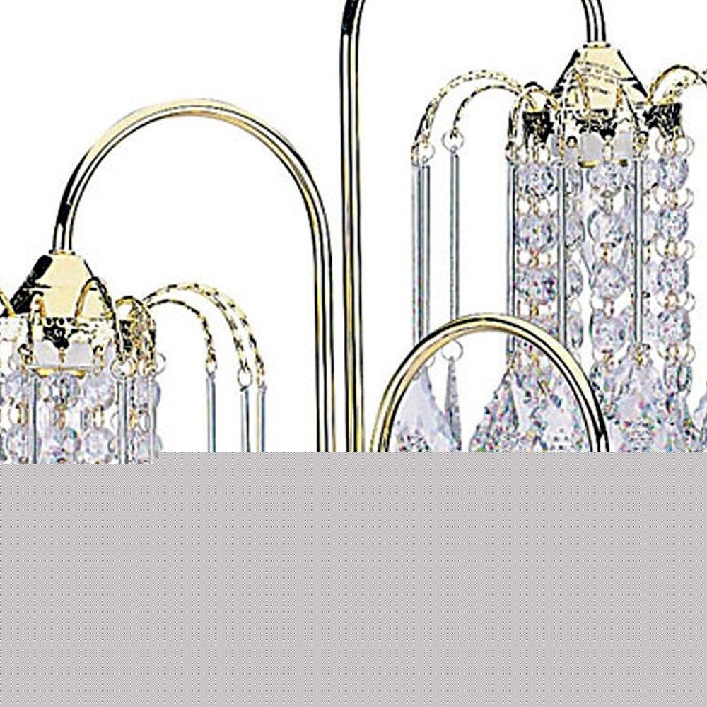 34" Gold and Faux Crystal Three Light Chandelier Table Lamp