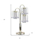 34" Gold and Faux Crystal Three Light Chandelier Table Lamp