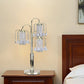 34" Gold and Faux Crystal Three Light Chandelier Table Lamp